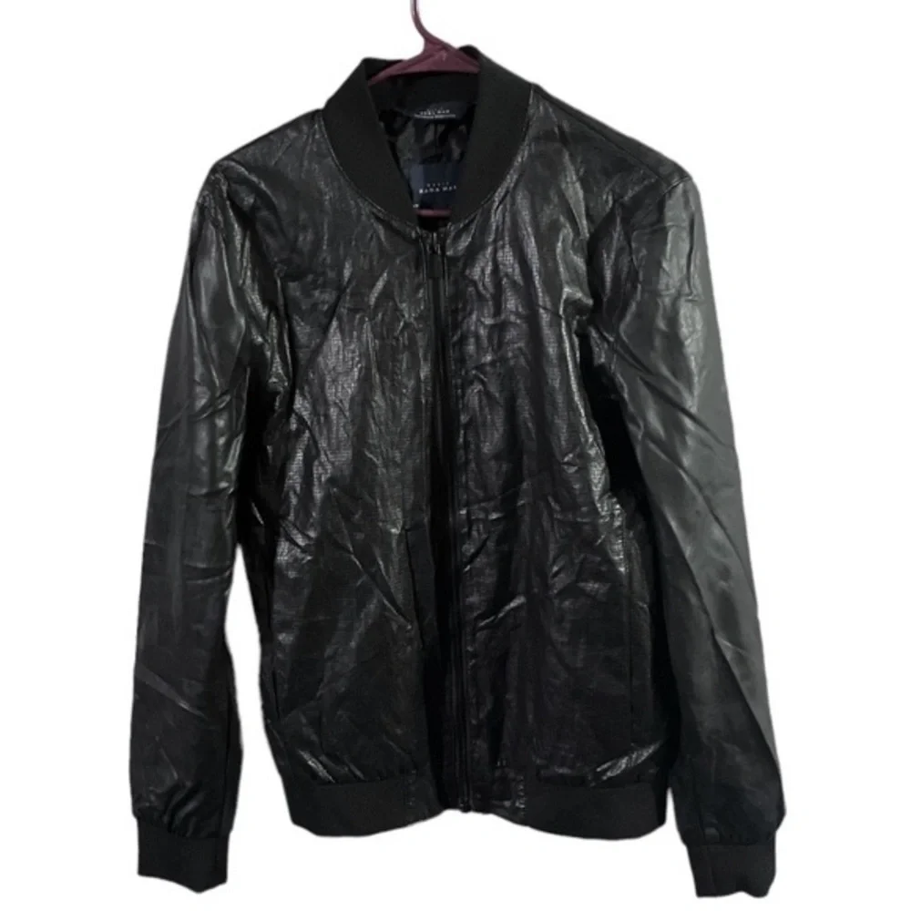 NWOT Zara Shiny Bomber Leather Jacket
